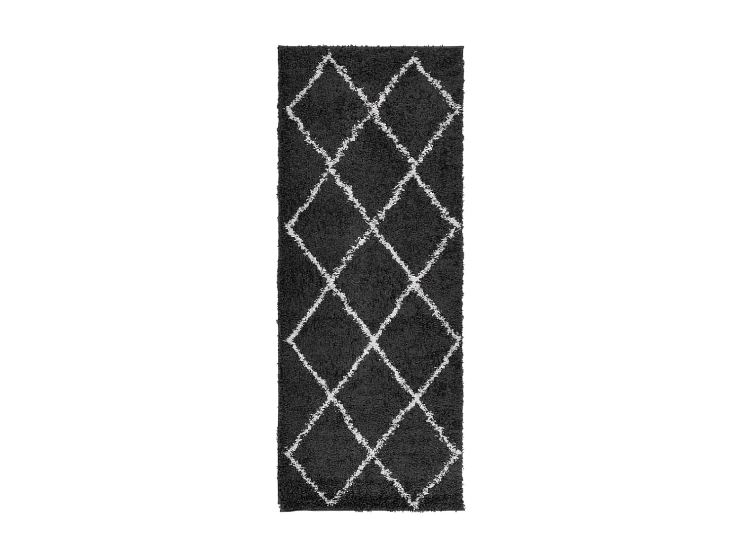 Tapis shaggy à poils longs moderne noir et crème 80x200