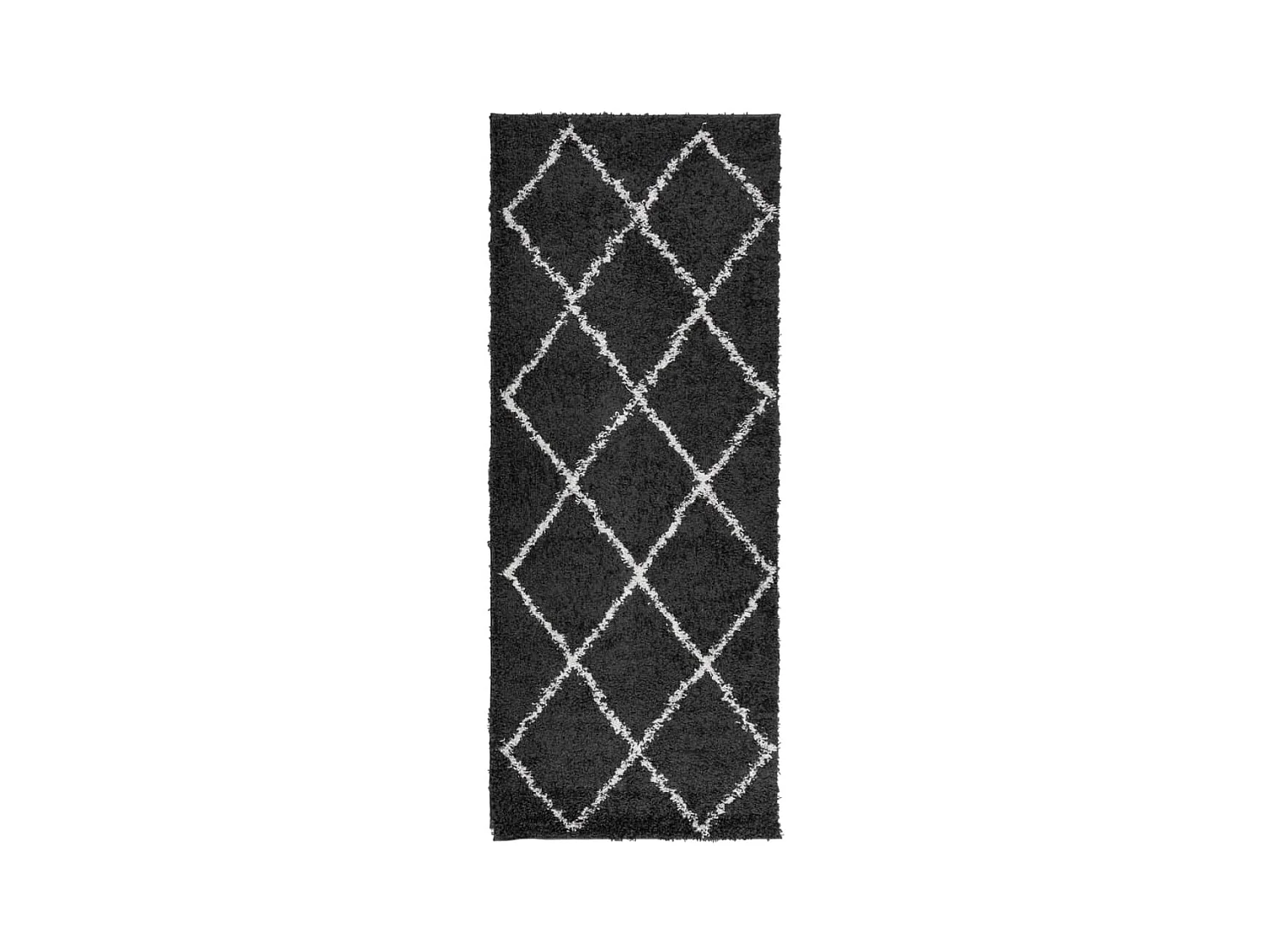 Tapis shaggy à poils longs moderne noir et crème 80x200