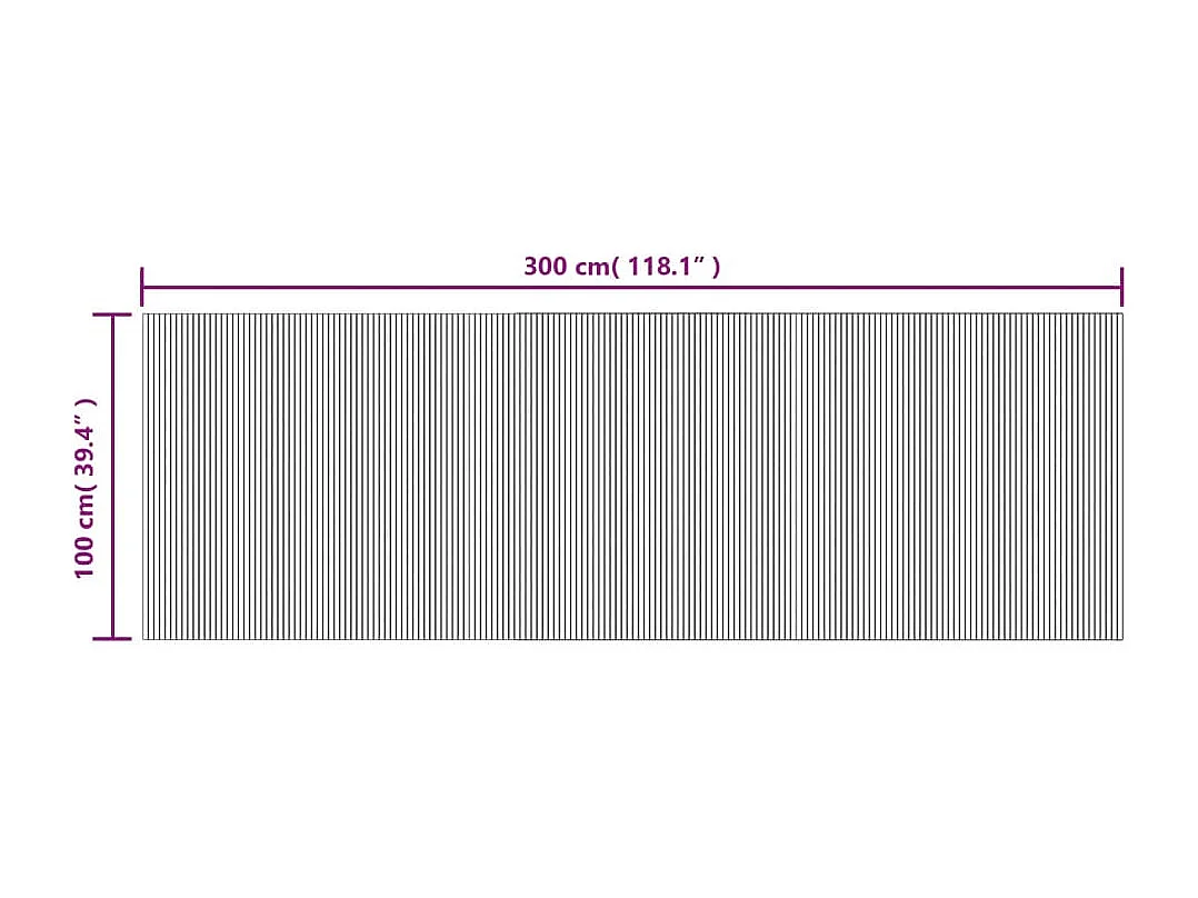 Tapis rectangulaire marron 100x300 bambou
