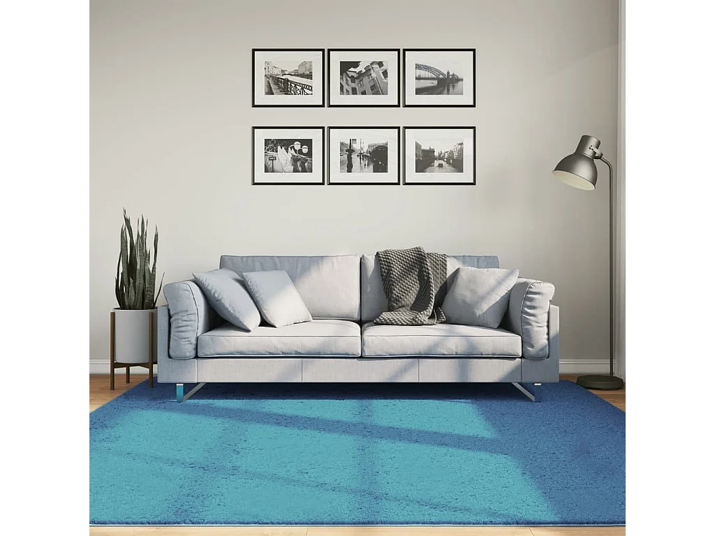 Tapis OVIEDO à poils courts turquoise 200x200