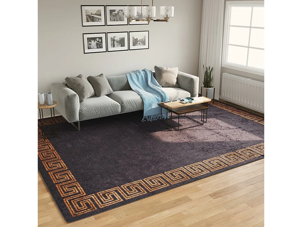 Tapis lavable noir et doré 400x300 antidérapant