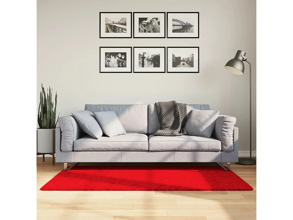 Vloerkleed HUARTE laagpolig zacht wasbaar 80x150 cm rood