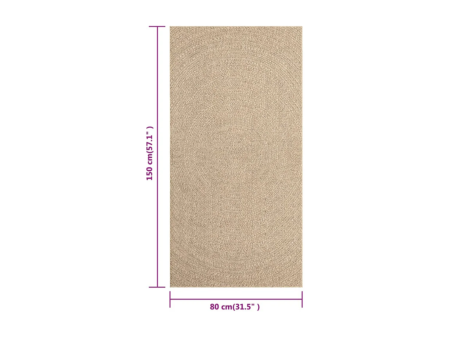 Tapis 80x150 aspect jute intérieur et extérieur