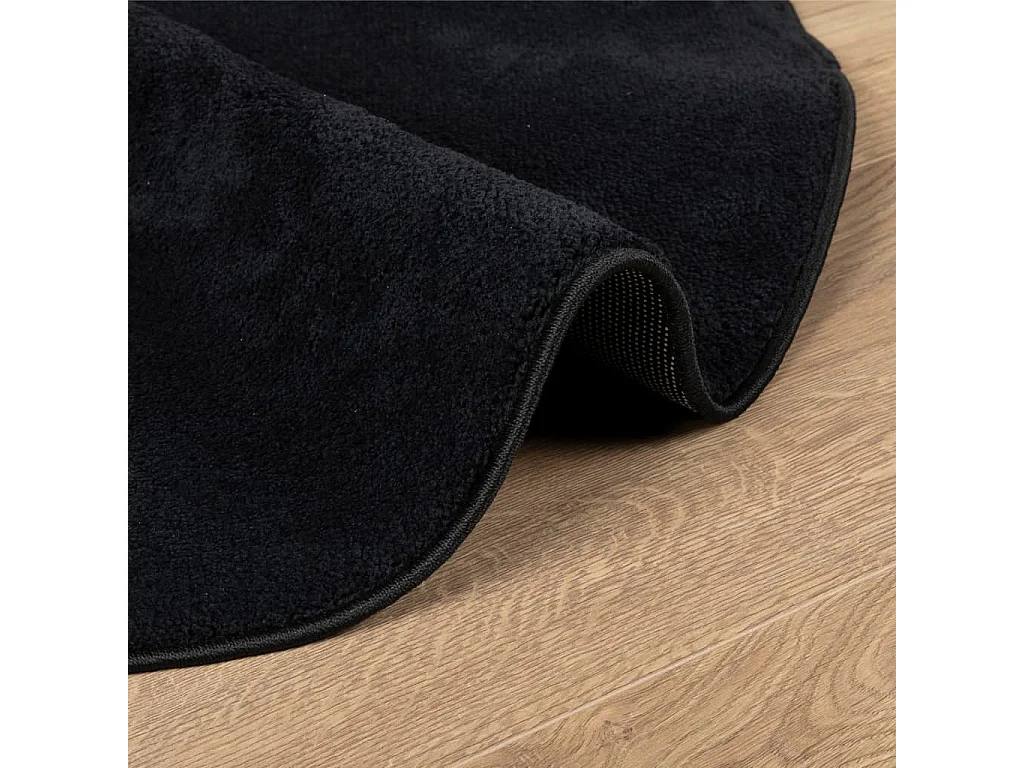 Tapis OVIEDO à poils courts noir Ø 120cm