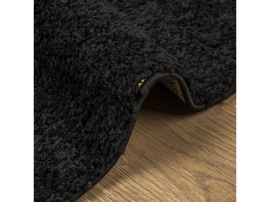 Tapis shaggy à poils longs moderne noir 80x150