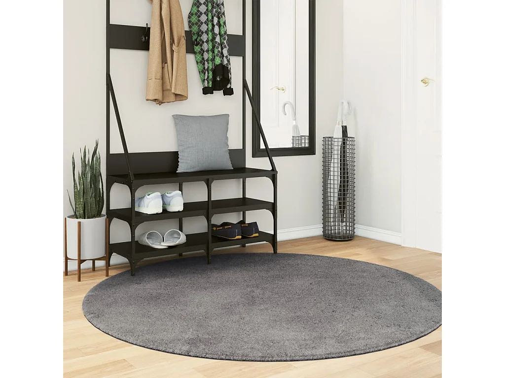 Tapis HUARTE à poils courts doux et lavable anthracite Ø 160cm