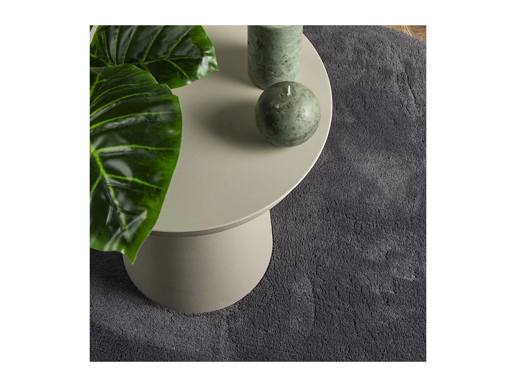 Tapis HUARTE à poils courts doux et lavable anthracite Ø 160cm