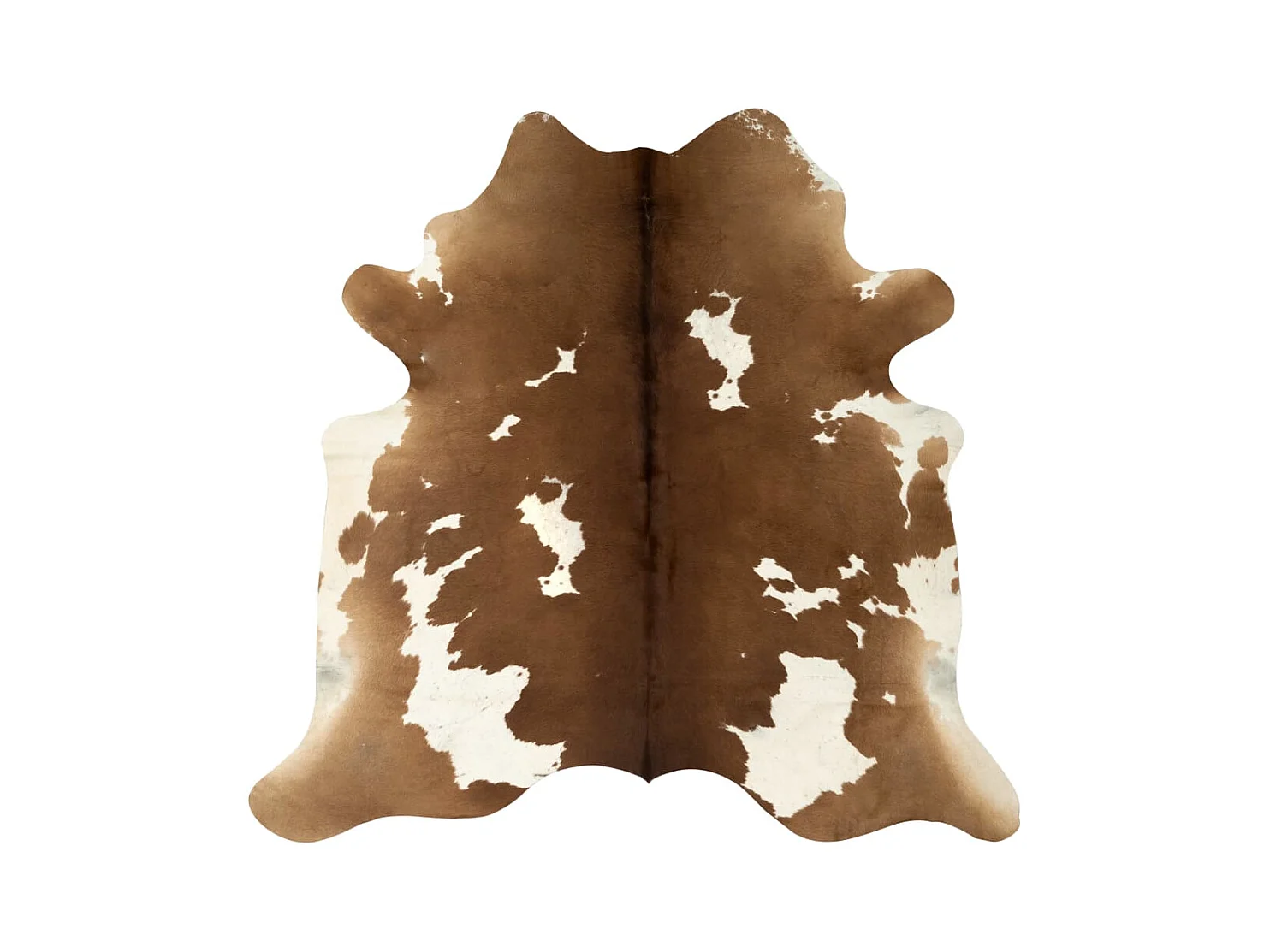 Tapis en peau de vache véritable marron et blanc 180x220