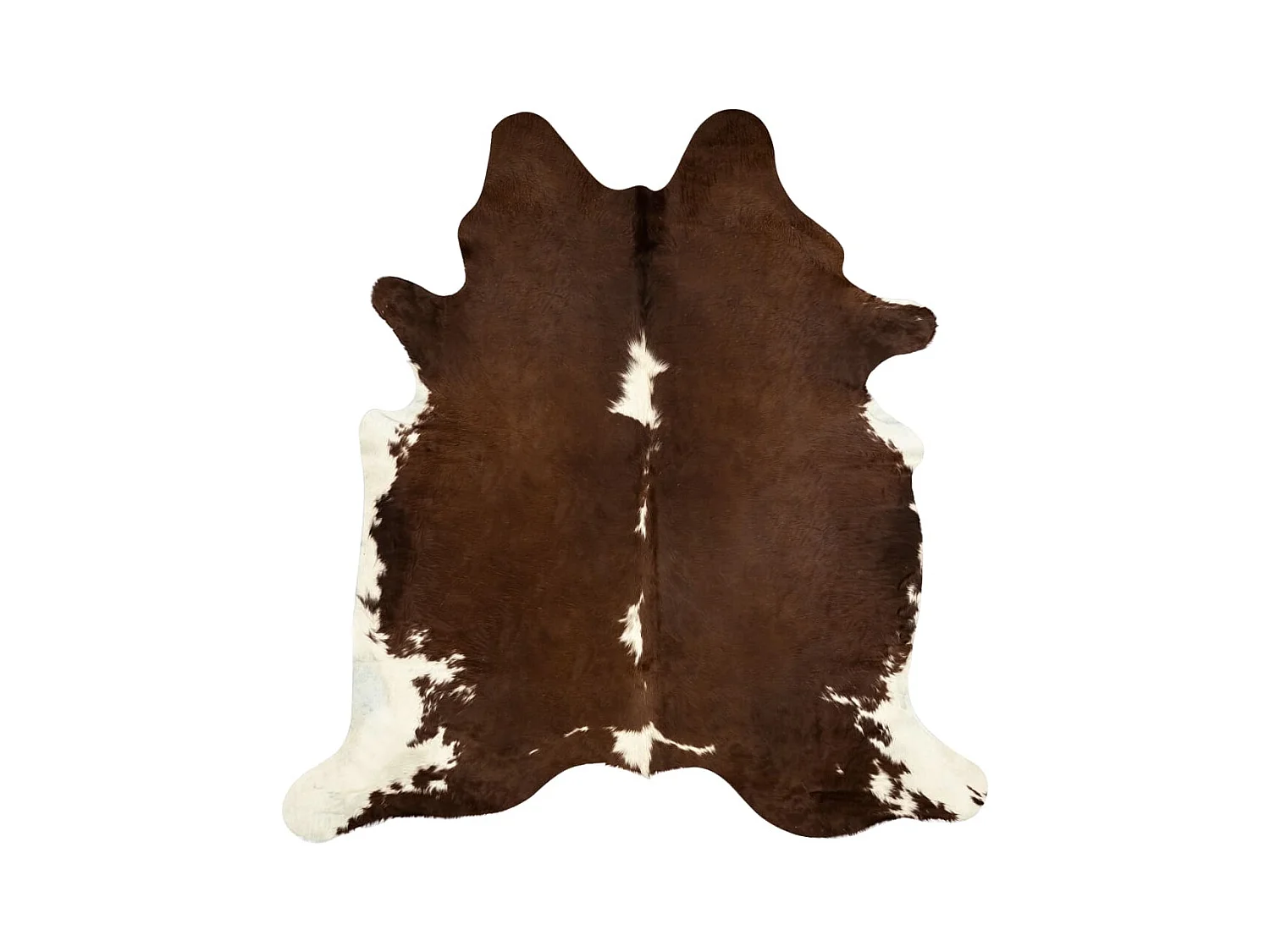 Tapis en peau de vache véritable marron et blanc 180x220