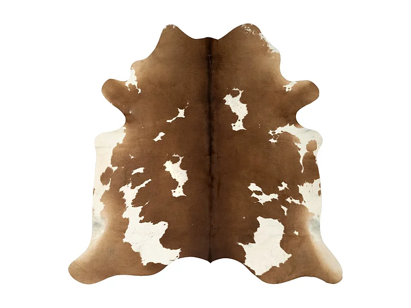 Tapis en peau de vache véritable marron et blanc 180x220