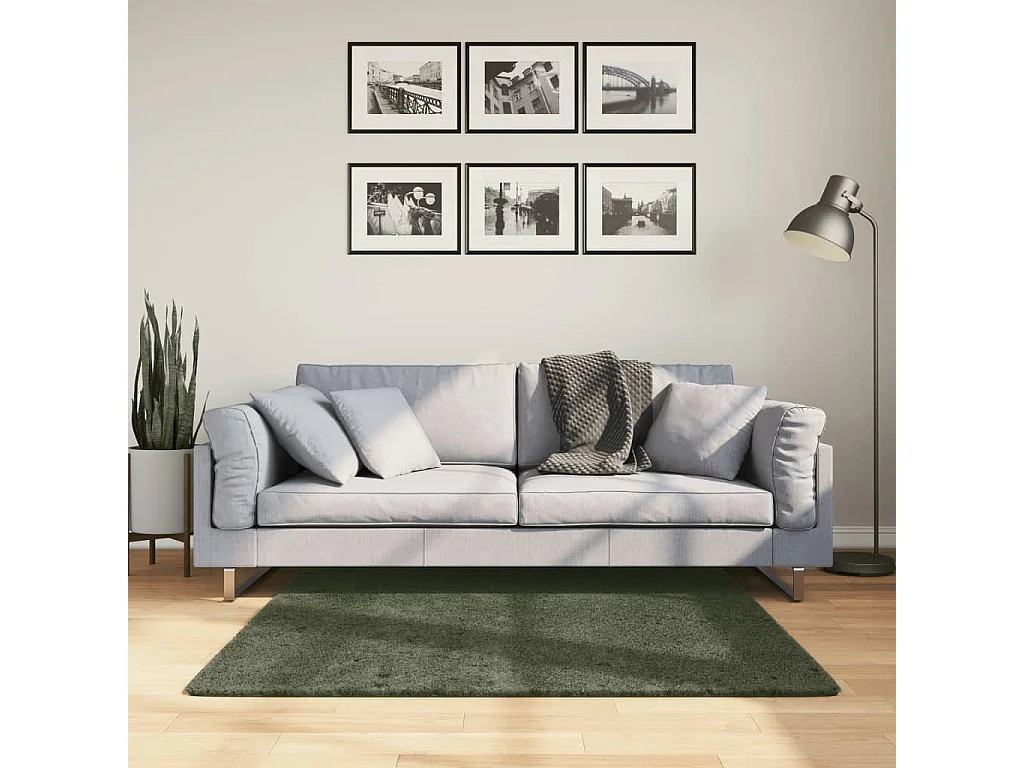 Tapis HUARTE à poils courts doux lavable vert forêt 120x120