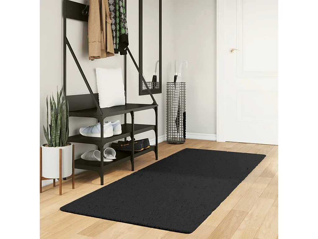 Tapis HUARTE à poils courts doux et lavable noir 80x200