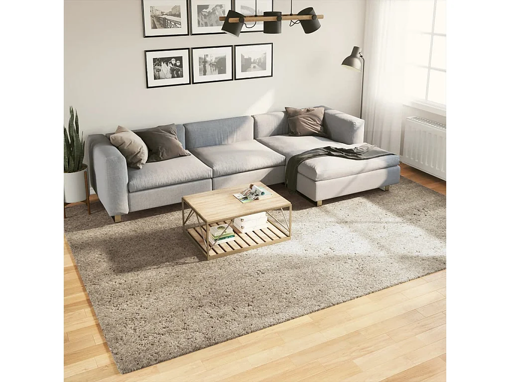 Tapis ISTAN à poils longs aspect brillant beige 240x340