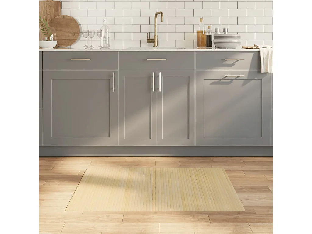 Tapis rectangulaire naturel clair 70x100 bambou