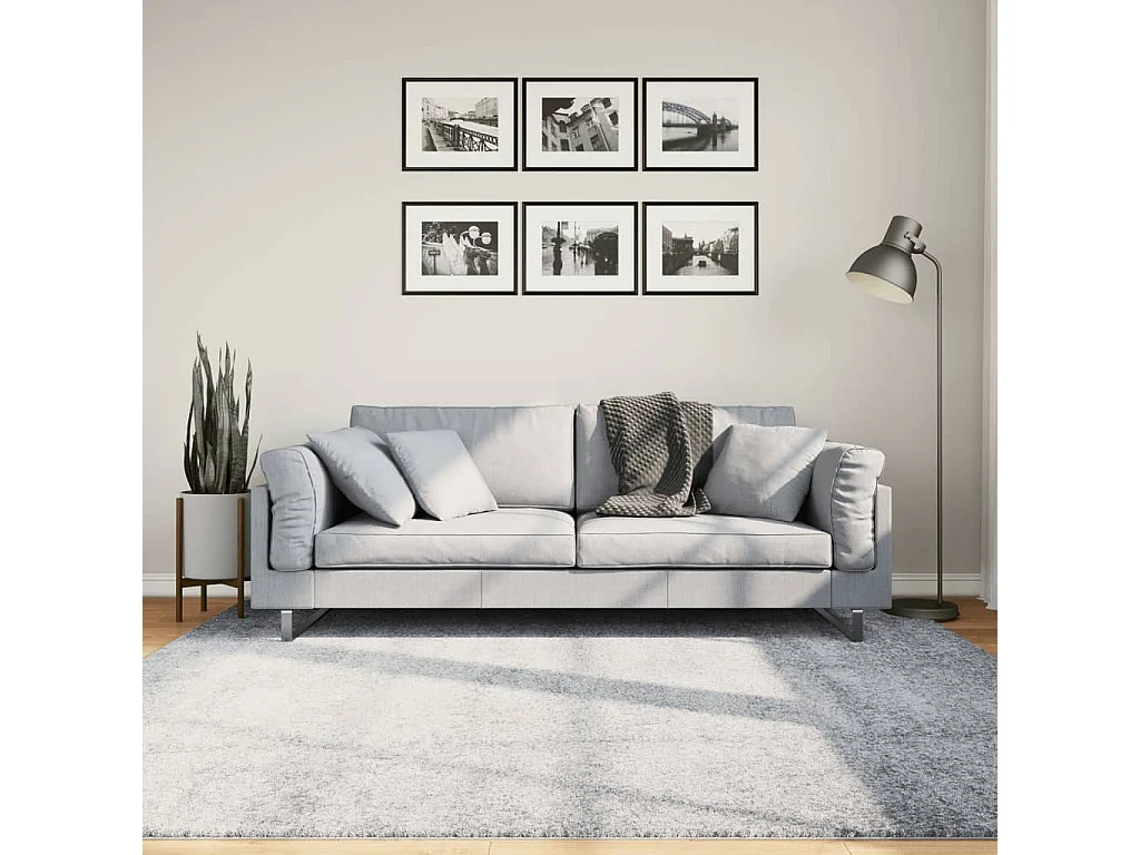 Tapis shaggy à poils longs moderne bleu 200x200