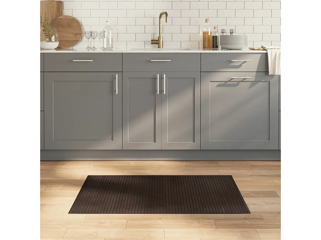 Tapis rectangulaire marron foncé 60x100 bambou