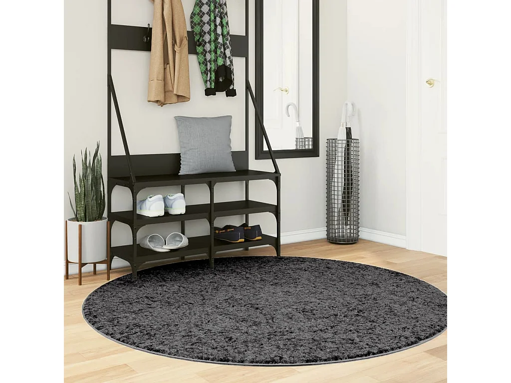 Tapis OVIEDO à poils courts anthracite Ø 160cm