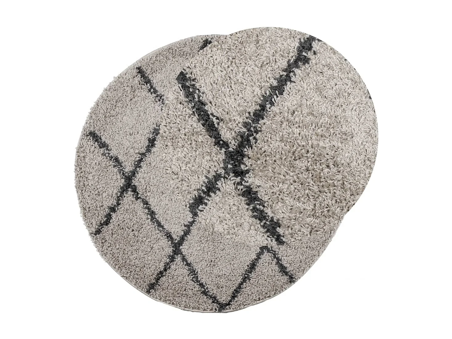 Tapis shaggy à poils longs moderne beige et anthracite Ø 160cm