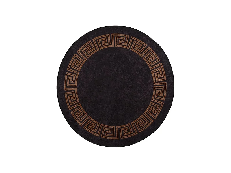 Tapis lavable noir et doré Ø 200cm antidérapant