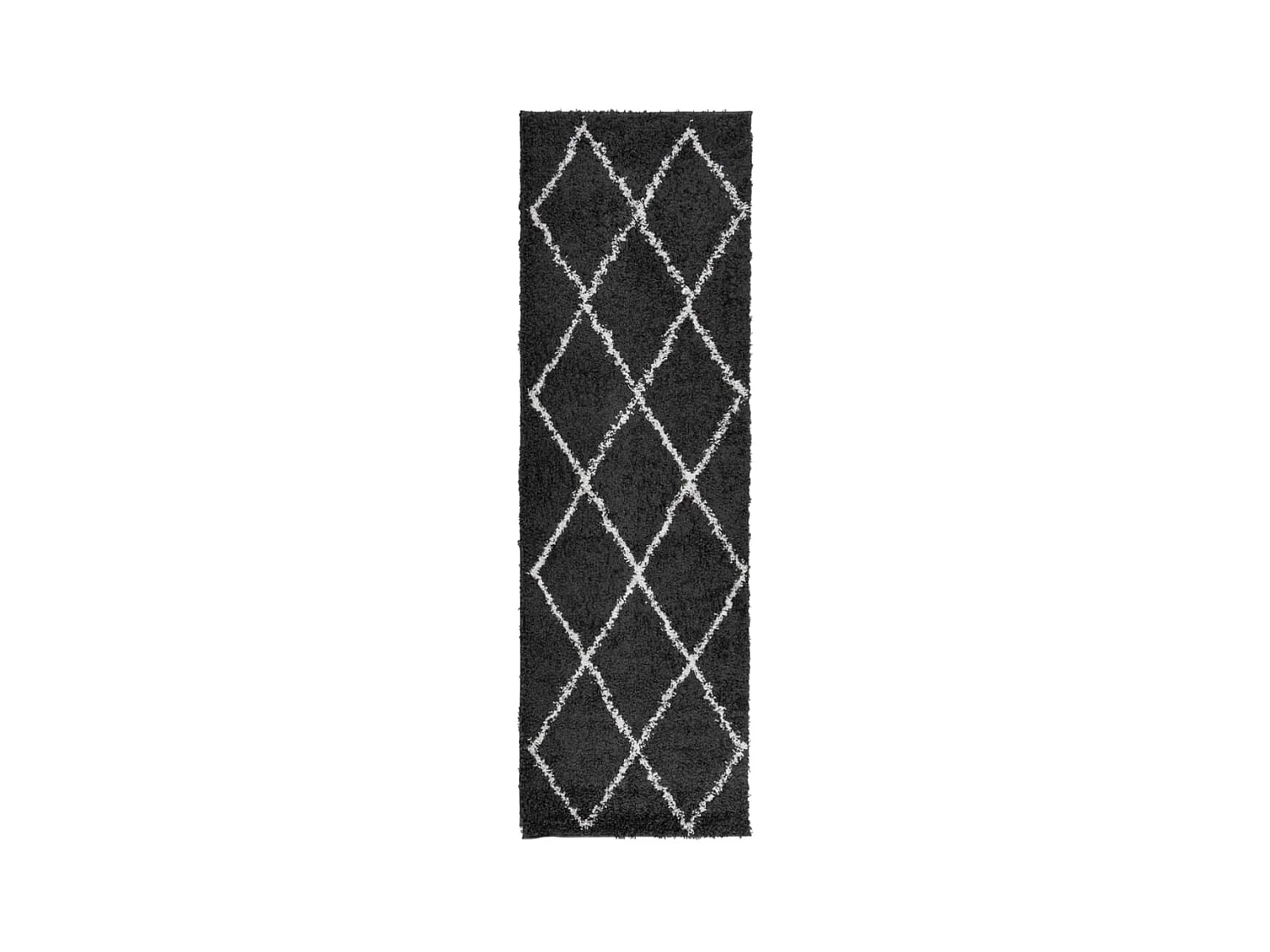 Tapis shaggy à poils longs moderne noir et crème 80x250