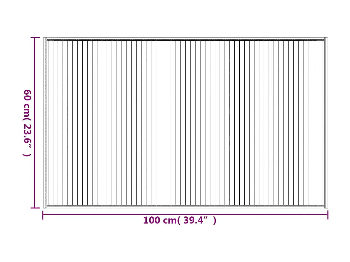 Tapis rectangulaire naturel clair 60x100 bambou
