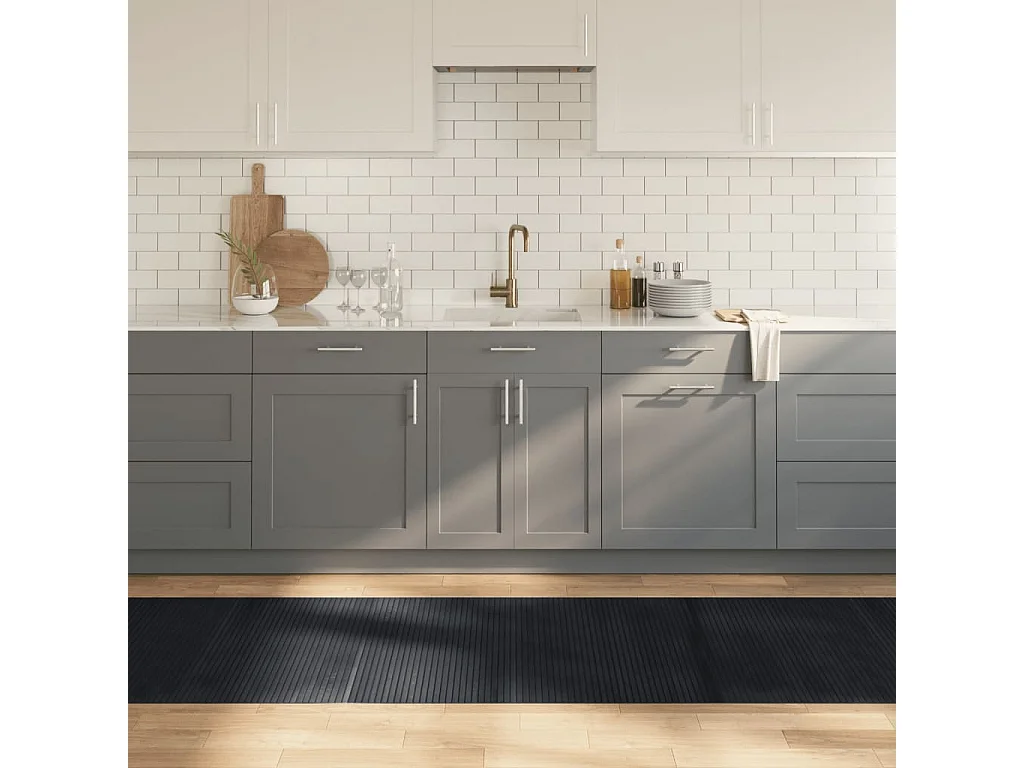 Tapis rectangulaire noir 80x300 bambou