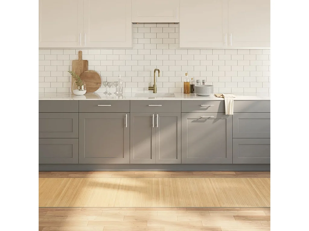 Tapis rectangulaire naturel clair 80x400 bambou