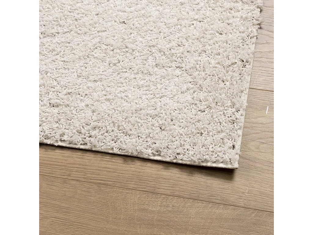 Tapis shaggy à poils longs moderne crème 140x200