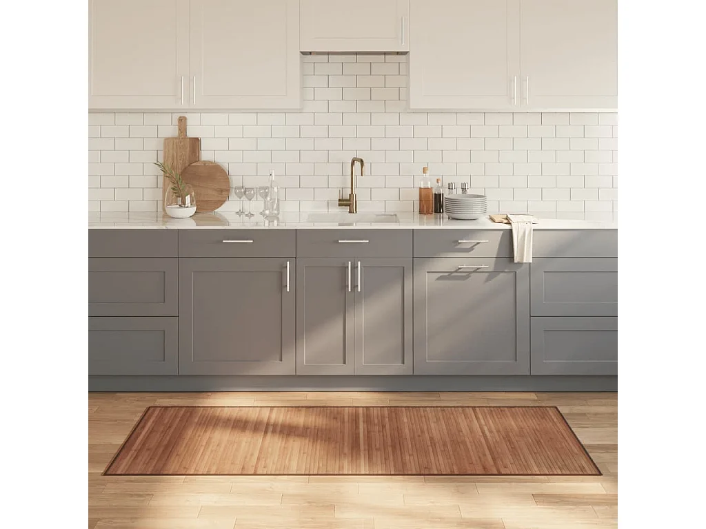 Tapis rectangulaire naturel 80x200 bambou