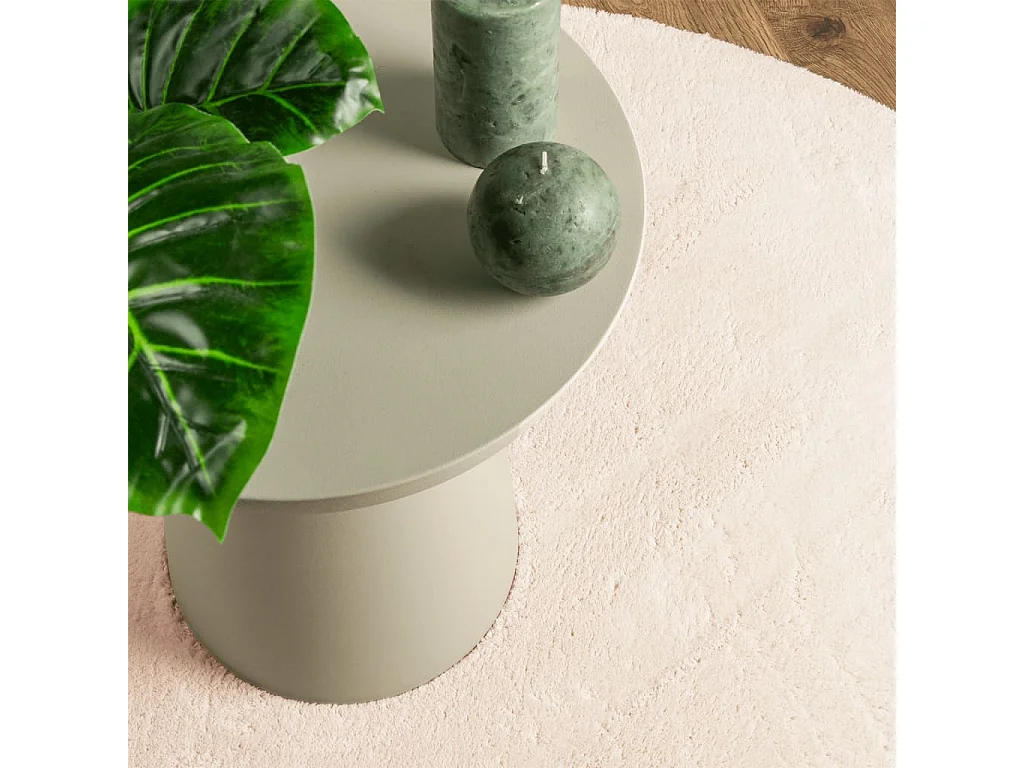 Tapis HUARTE à poils courts doux et lavable beige Ø 100cm