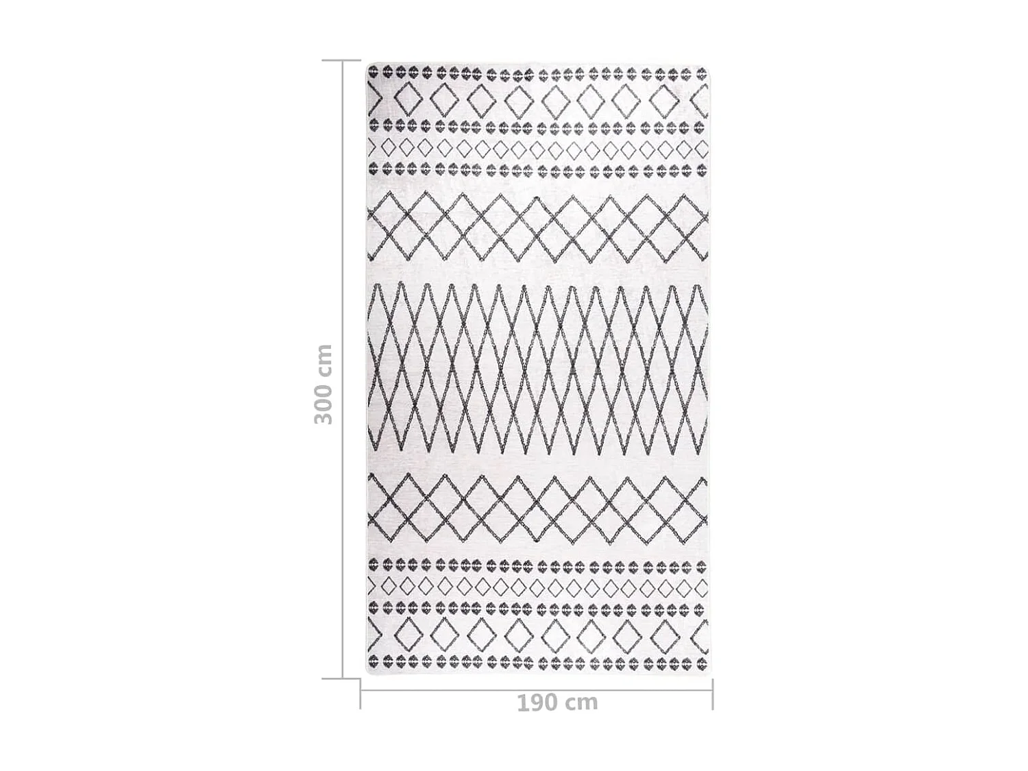 Tapis lavable antidérapant 190x300 Noir et blanc