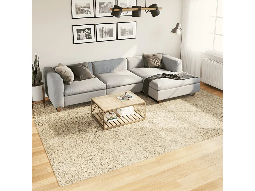 Tapis shaggy à poils longs moderne doré 240x340