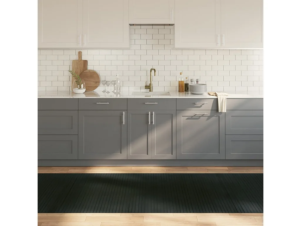 Vloerkleed rechthoekig 100x300 cm bamboe grijs