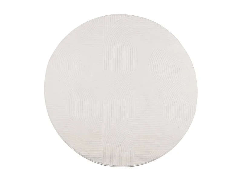 Tapis IZA poils courts style scandinave crème Ø 160cm