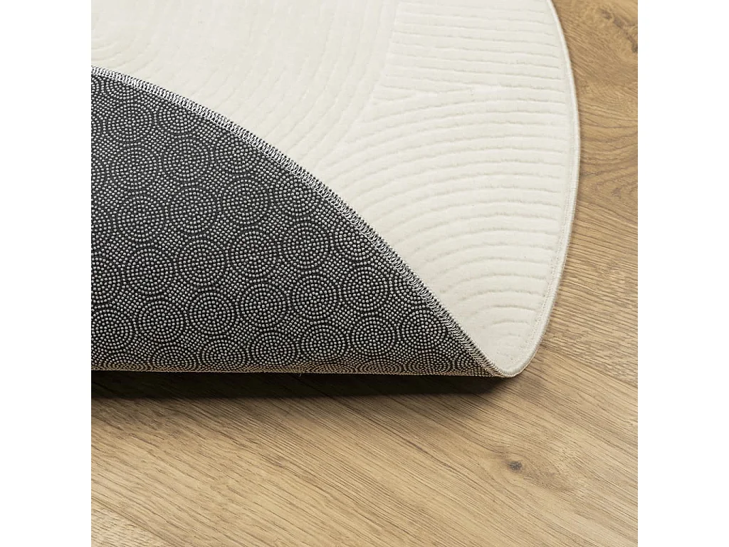 Tapis IZA poils courts style scandinave crème Ø 160cm