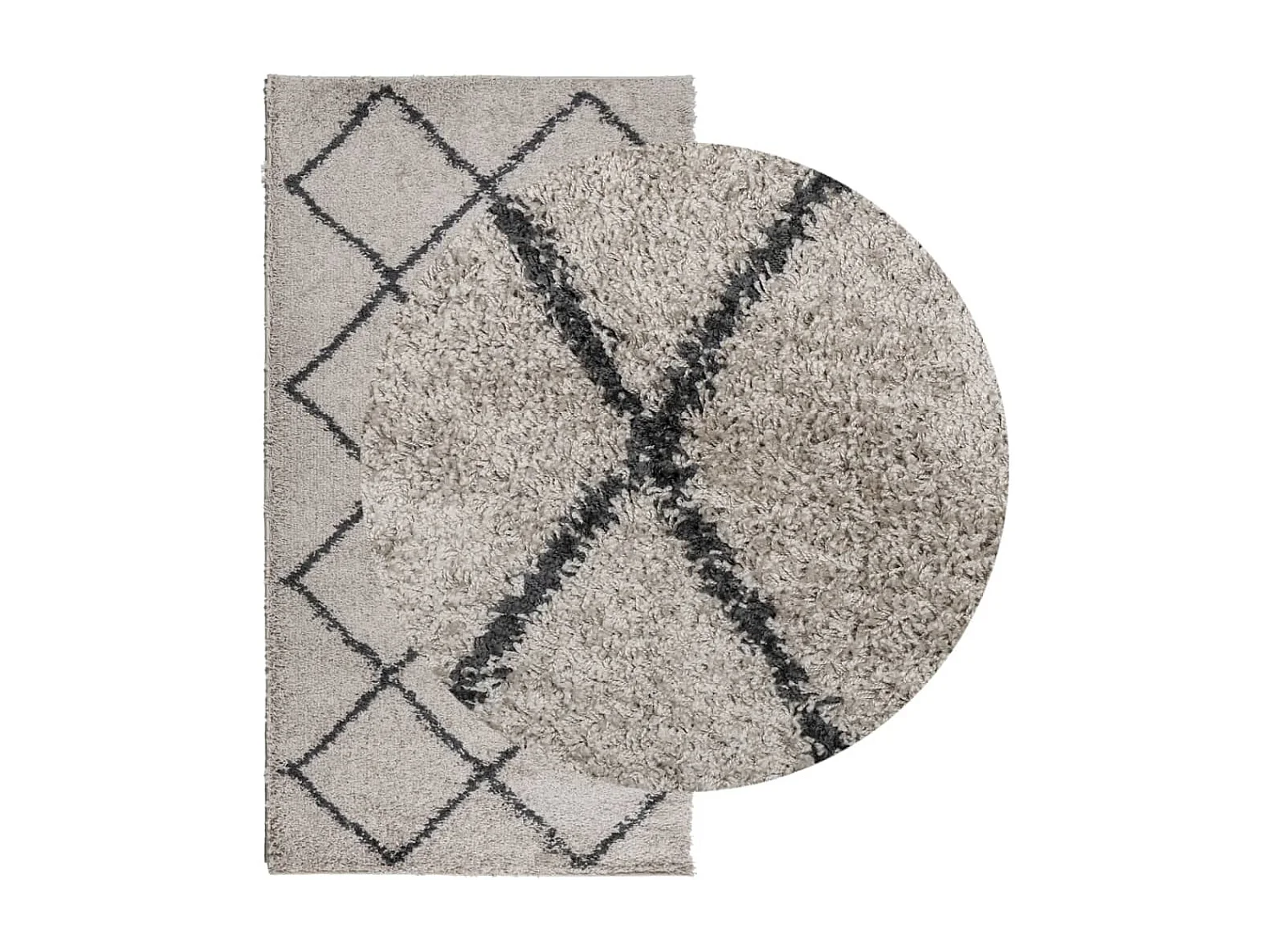 Tapis shaggy à poils longs moderne beige anthracite 80x150