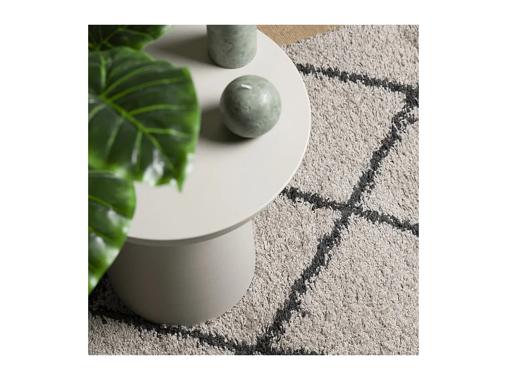 Tapis shaggy à poils longs moderne beige anthracite 80x150