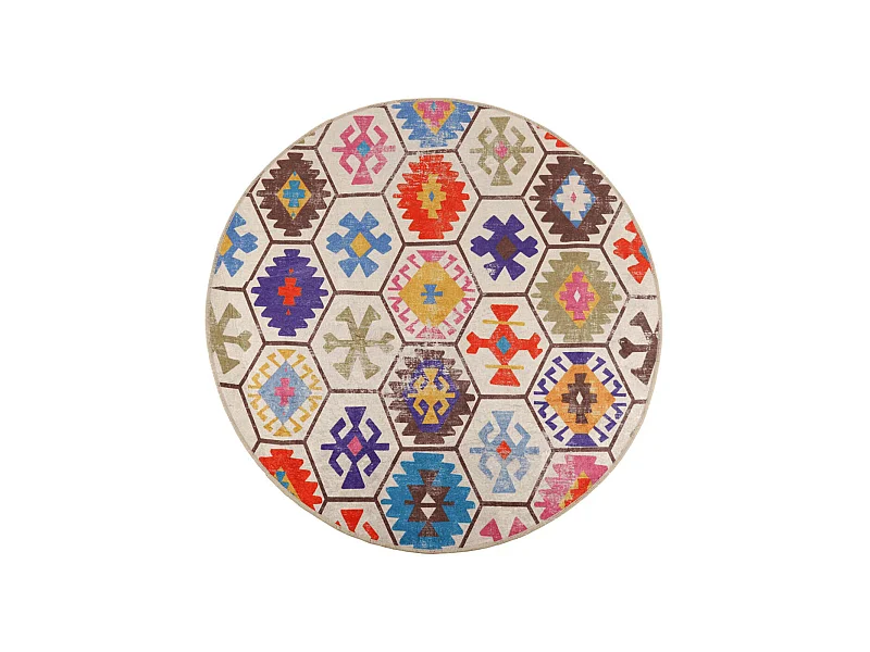 Tapis lavable multicolore Ø 120cm antidérapant
