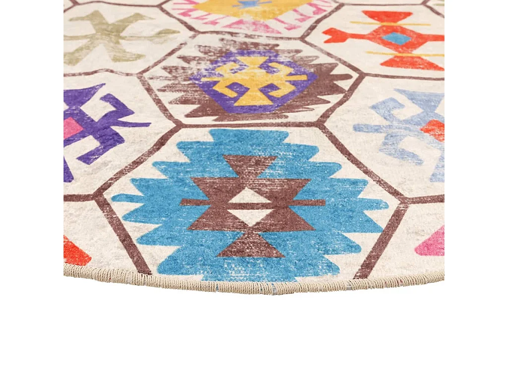 Tapis lavable multicolore Ø 120cm antidérapant