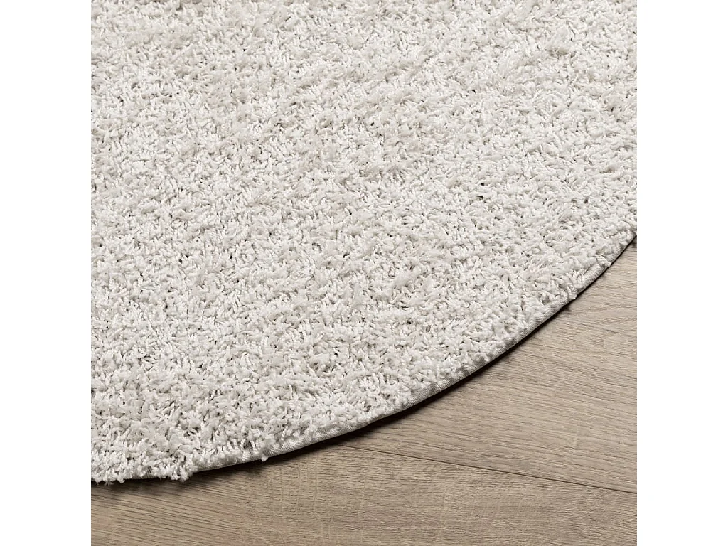 Vloerkleed PAMPLONA shaggy hoogpolig modern Ø 120 cm crèmekleur