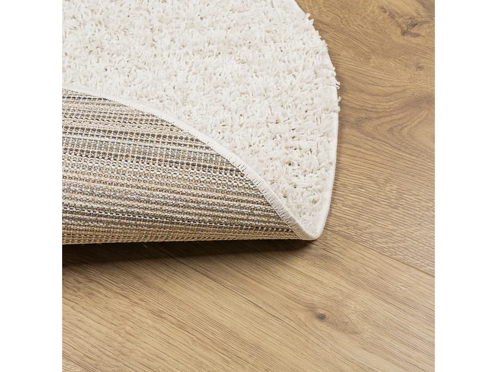 Vloerkleed PAMPLONA shaggy hoogpolig modern Ø 120 cm crèmekleur