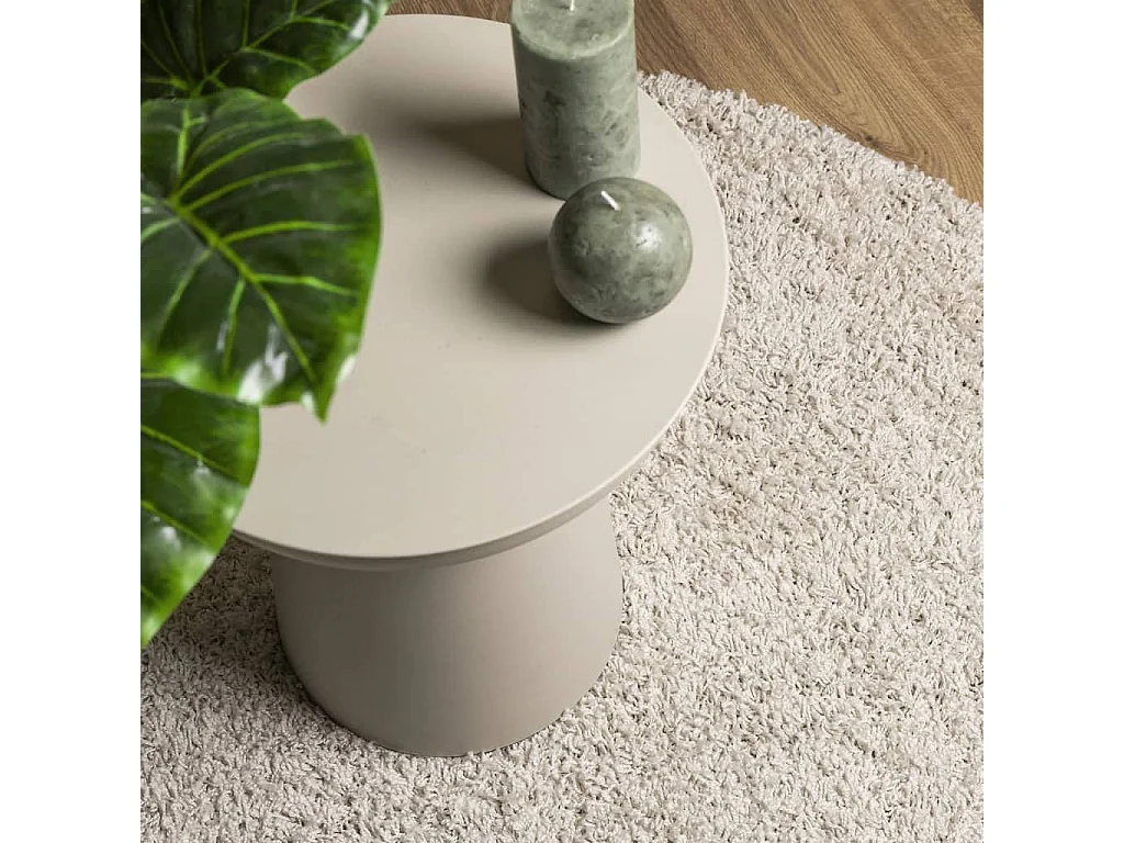 Vloerkleed PAMPLONA shaggy hoogpolig modern Ø 120 cm crèmekleur