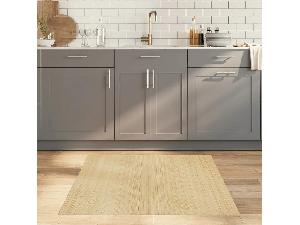 Tapis rectangulaire naturel clair 100x100 bambou