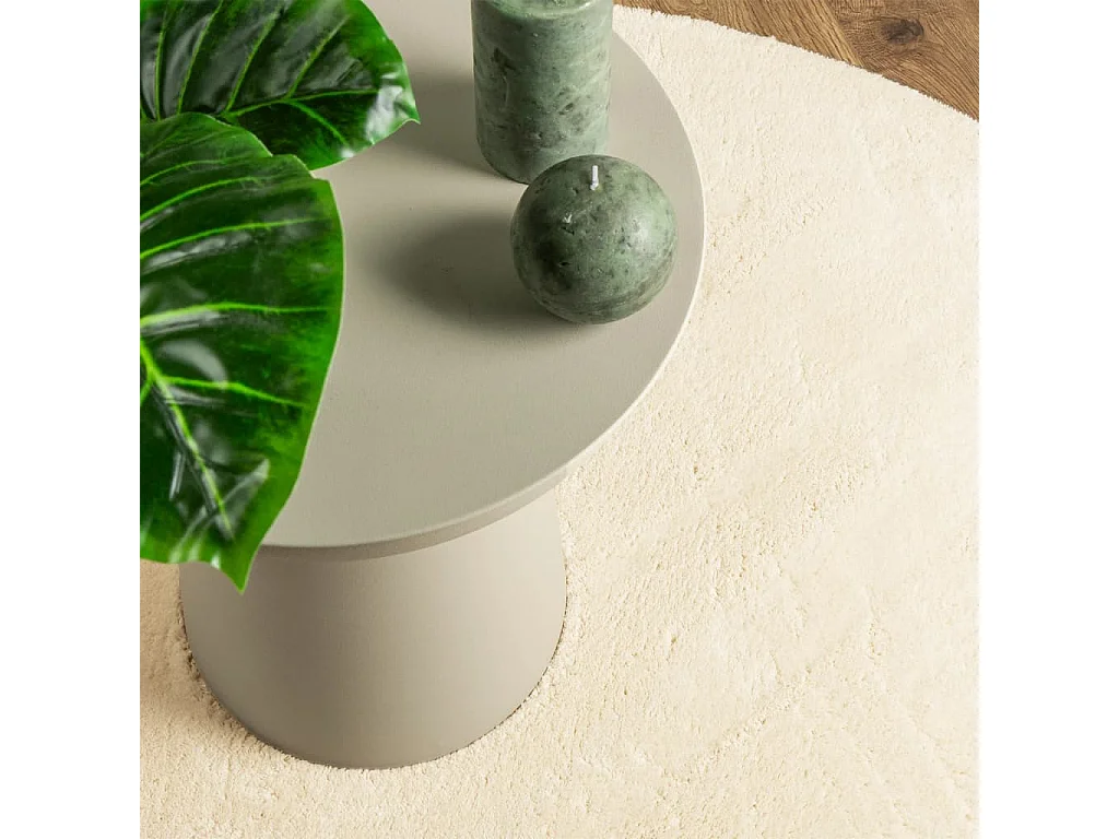 Tapis HUARTE à poils courts doux et lavable crème Ø 120cm