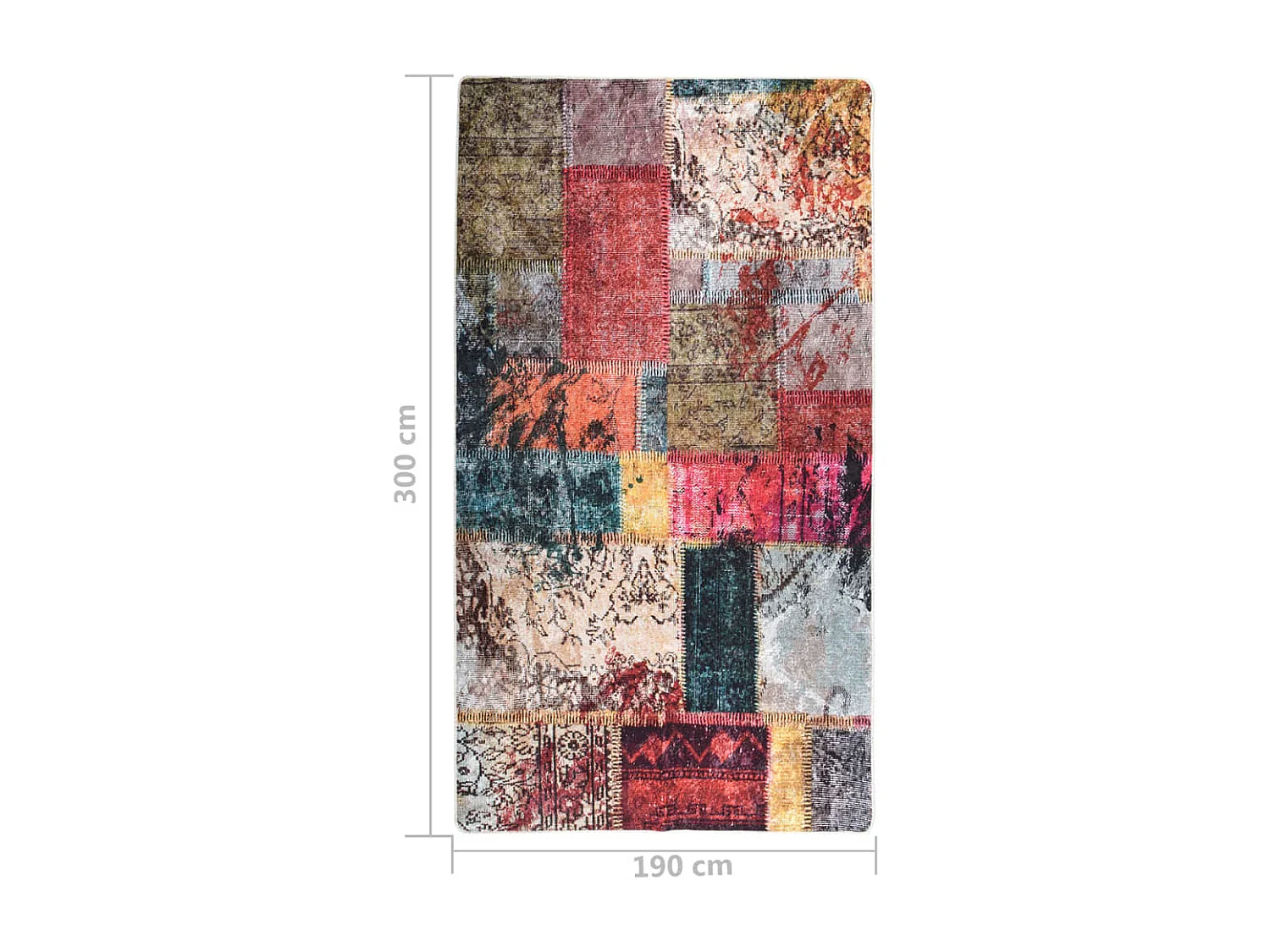 Tapis lavable antidérapant Patchwork 190x300 Multicolore