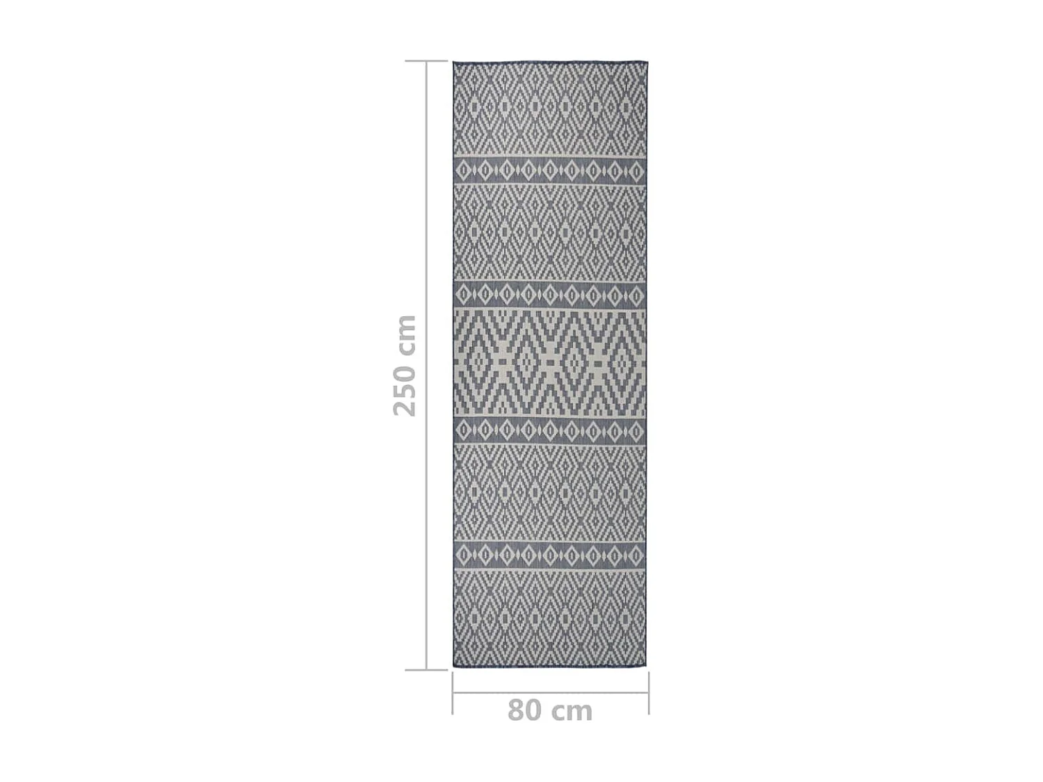 Tapis à tissage plat d'extérieur 80x250 Rayures bleues