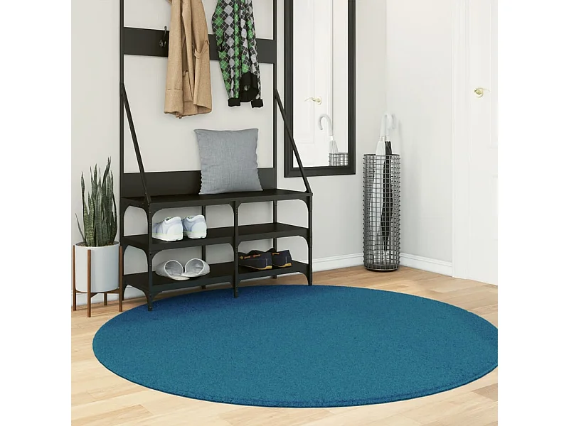 Tapis OVIEDO à poils courts turquoise Ø 160cm