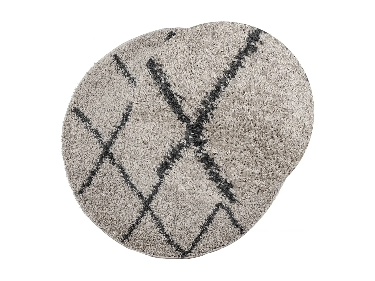 Tapis shaggy à poils longs moderne beige et anthracite Ø 100cm