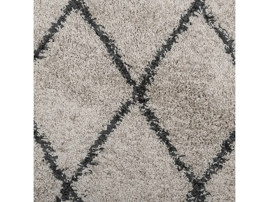 Tapis shaggy à poils longs moderne beige et anthracite Ø 100cm