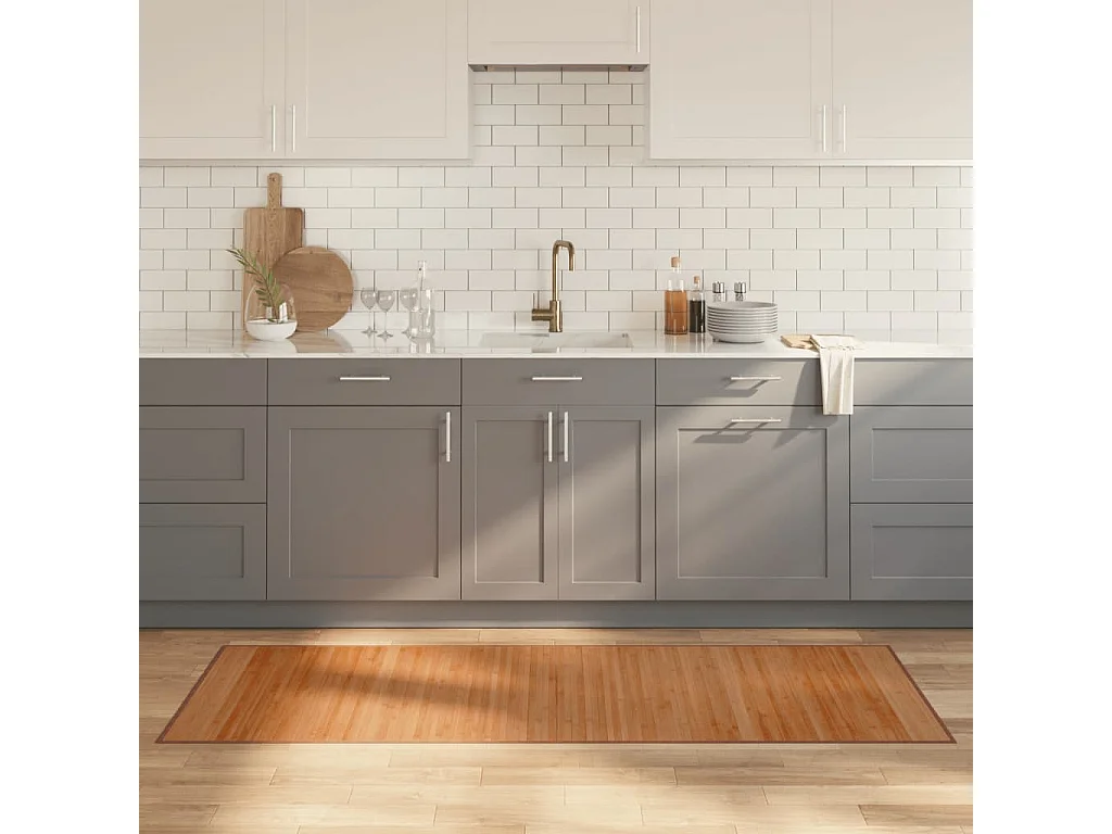 Tapis rectangulaire naturel 70x200 bambou